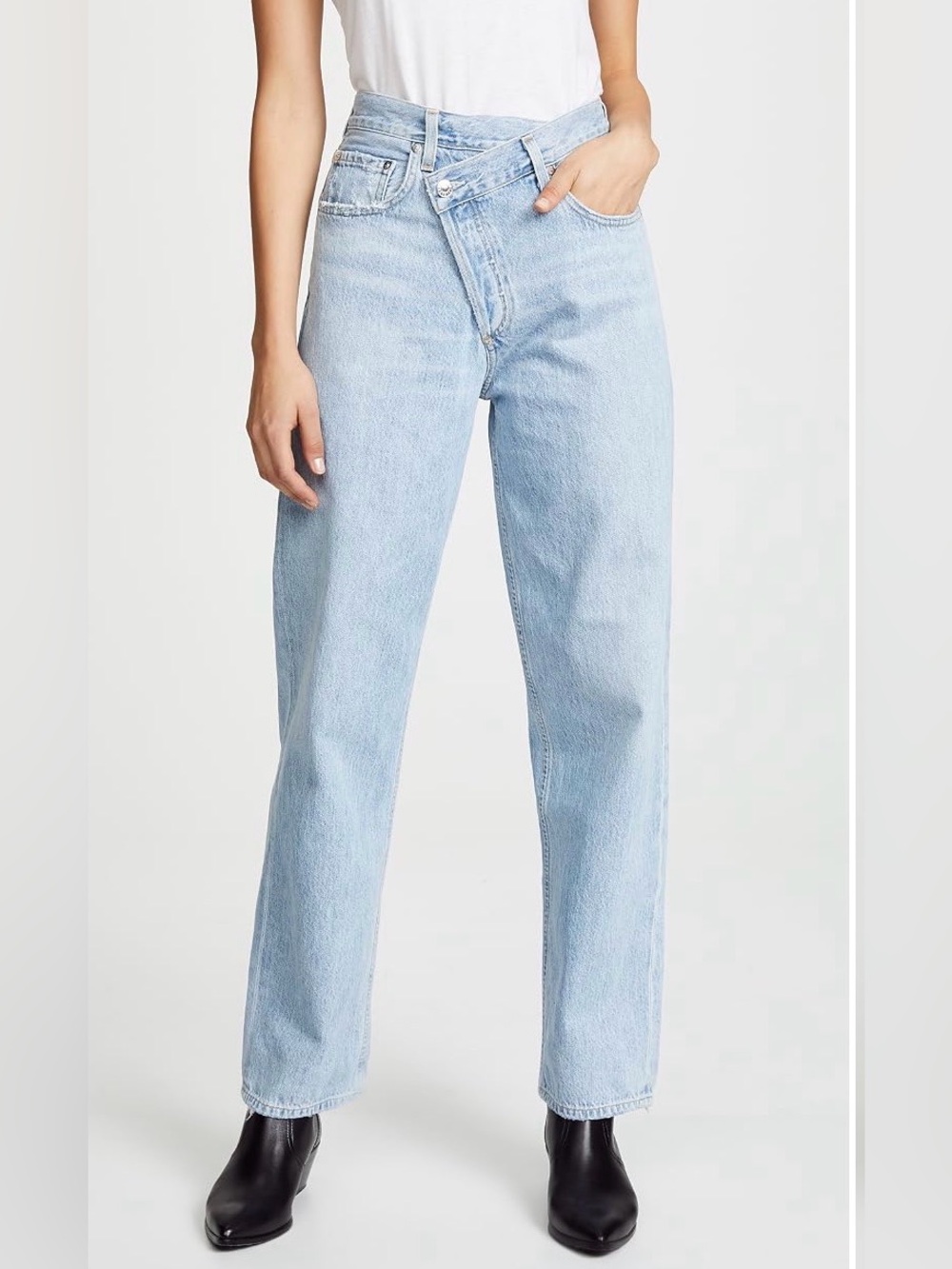 AGOLDE Light Blue Crisscross High-Rise Straight Leg Jeans 25 / 4